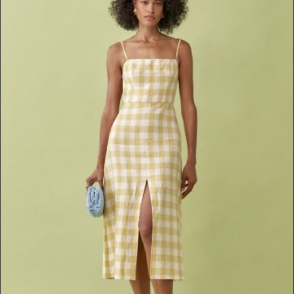 Reformation Nia Linen Dress - yellow sundress